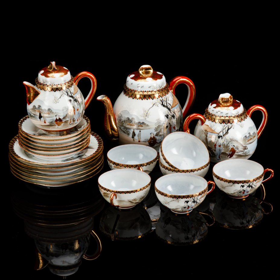 Чайный сервиз "Прогулка гейш ранней весной" на 6 персон (21 предмет)