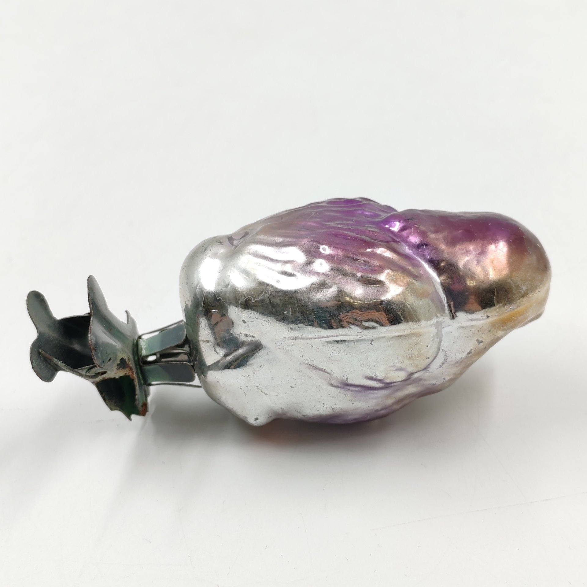Игрушка елочная на прищепке "Сова", стекло, краска, металл, СССР, 1960-1980 гг.