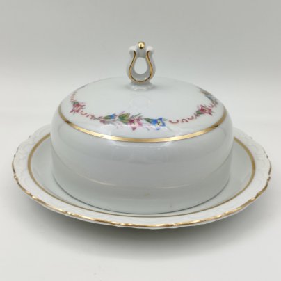 Масленка с цветочным декором, фарфор, деколь, золочение, Kahla, Германия, 1937-1957 гг.