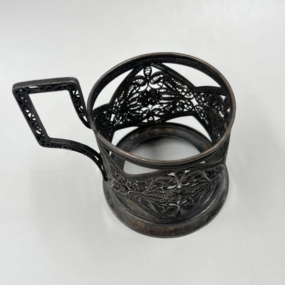 Подстаканник в технике ажурной скани, металл, Казаковский завод художественных изделий (КХИ), СССР, 1960-1990 гг., Казаковский завод художественных изделий (КХИ)