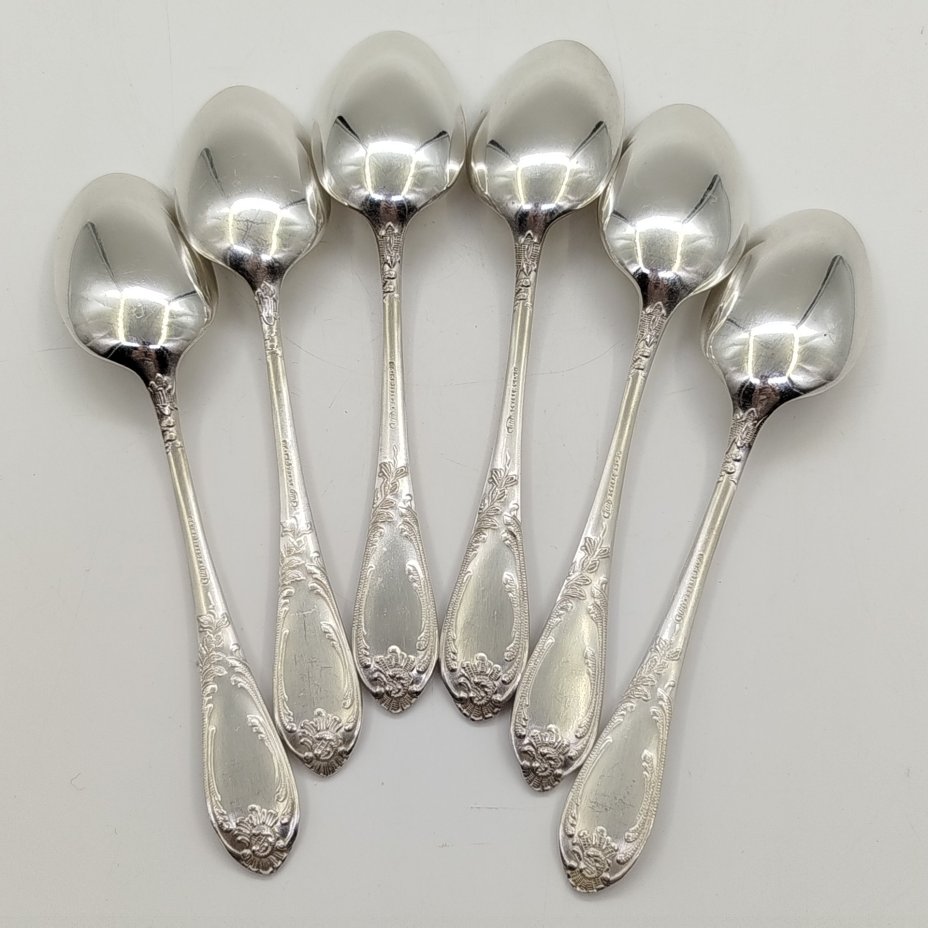 Набор из 6-ти чайных ложек, украшенных растительным декором,