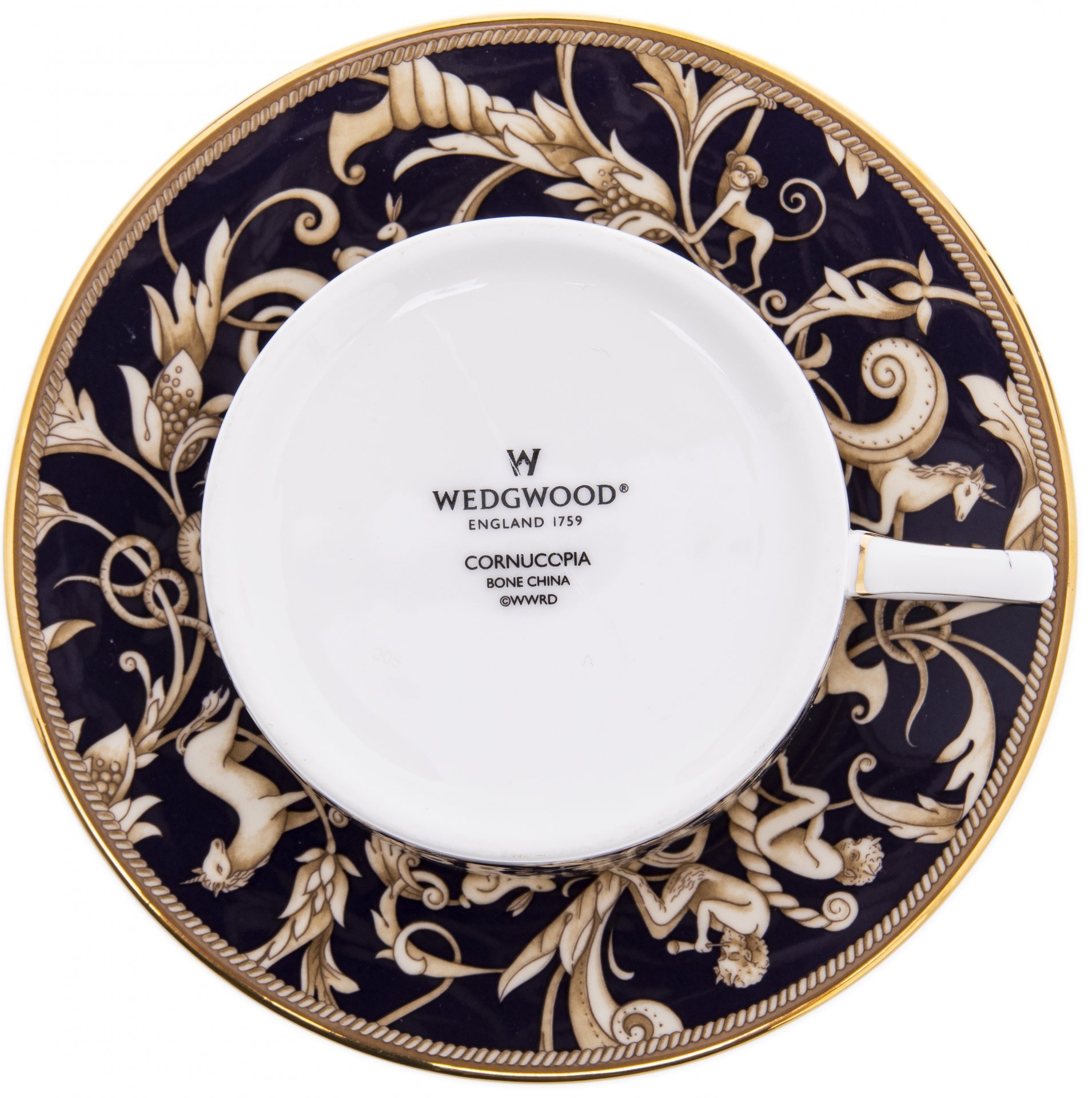 Пара чайная "Cornuopia", фарфор, деколь, мануфактура "Wedgwood", Англия, 2000-2020 гг.