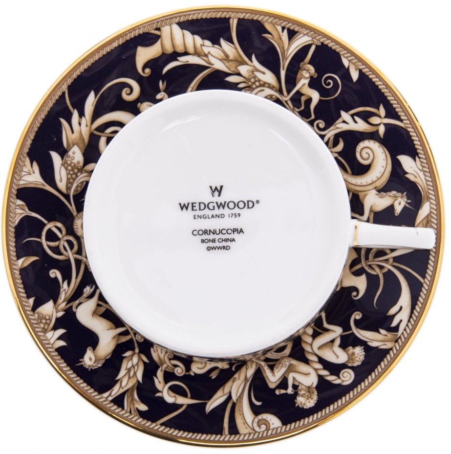 Пара чайная "Cornuopia", фарфор, деколь, мануфактура "Wedgwood", Англия, 2000-2020 гг.