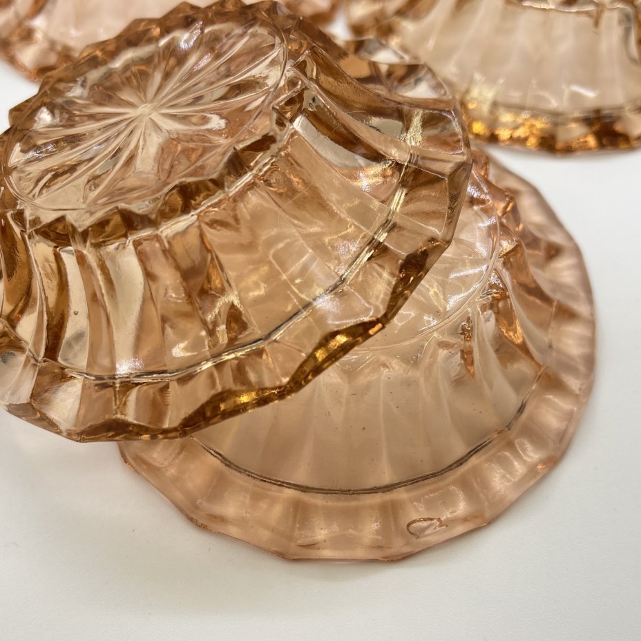 Набор карамельного оттенка для подачи варенья (джема, мёда, сметаны) на 6 персон, Запрудненский завод электровакуумных приборов, цветное стекло