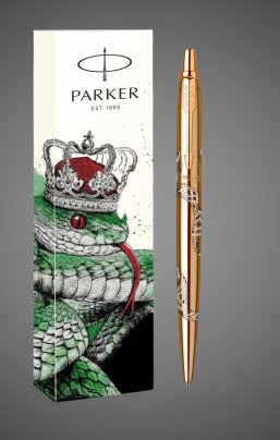 Шариковая ручка Parker Jotter SNAKE Special Edition Gold GT, стержень: F, цвет чернил: blue в подарочной упаковке., Лаки и смолы: лак, нержавеющая сталь