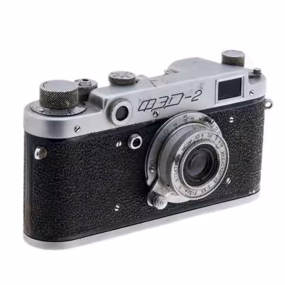 Фотоаппарат пленочный "ФЭД-2" с объективом "Индустар-22", металл, пластик, стекло, Харьковский машиностроительный завод "ФЭД", СССР, 1955-1970 гг., Харьковский машиностроительный завод им. Дзержинского (ФЭД)