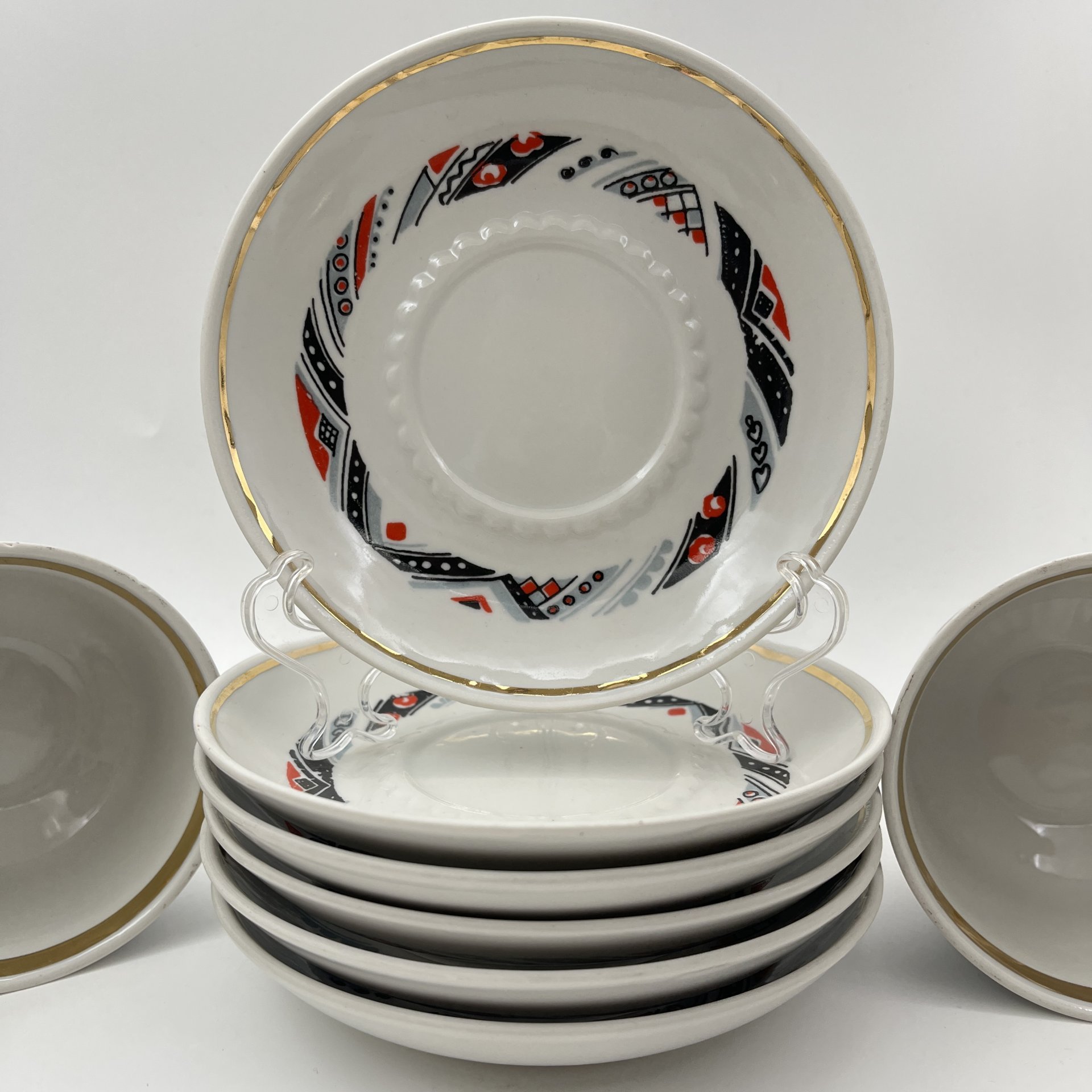 Набор из 6 чайных пар, фарфор, крытье, золочение, Тернопольский фарфоровый завод, СССР, 1975-1991 гг.