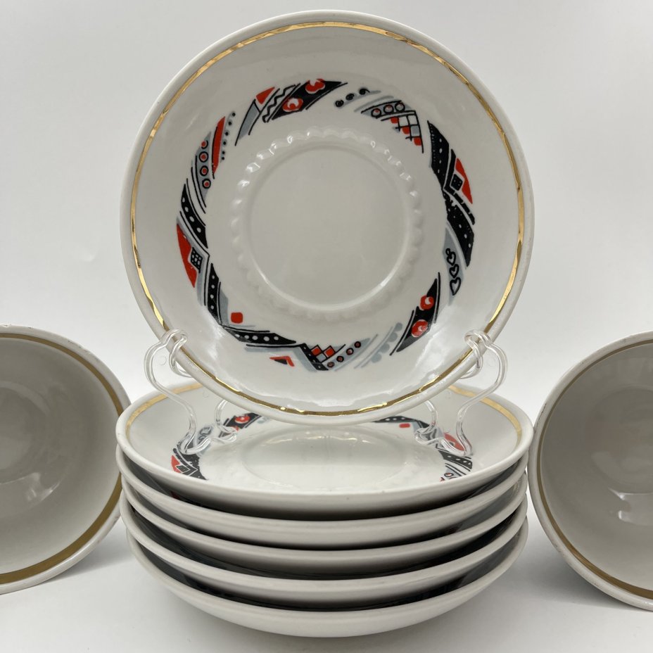 Набор из 6 чайных пар, фарфор, крытье, золочение, Тернопольский фарфоровый завод, СССР, 1975-1991 гг.