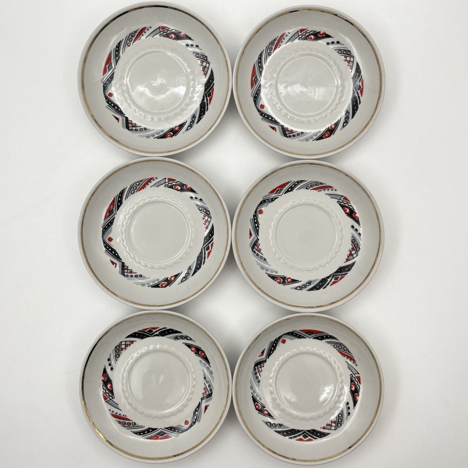 Набор из 6 чайных пар, фарфор, крытье, золочение, Тернопольский фарфоровый завод, СССР, 1975-1991 гг.