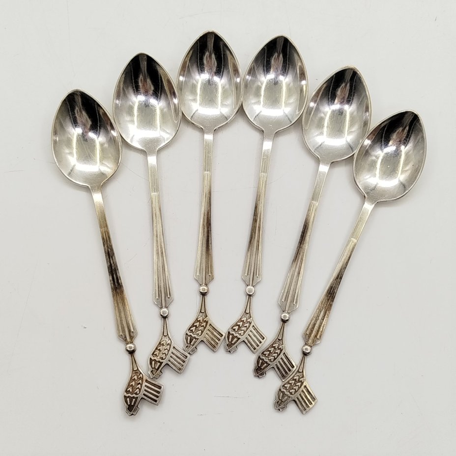 Набор из 6-ти кофейных ложек "Петушок", мельхиор (медь-никель), Красносельская ювелирная фабрика, СССР, 1960-1980 гг.