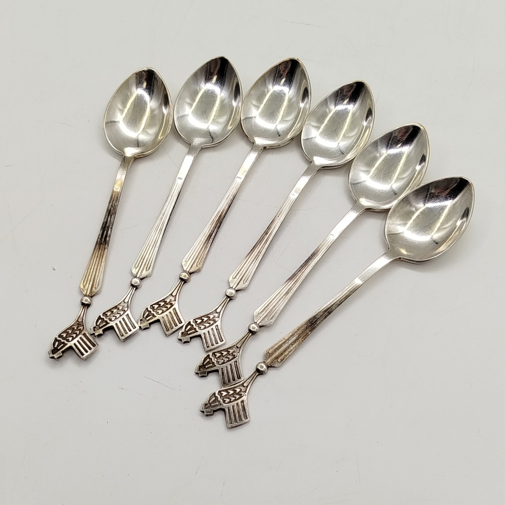 Набор из 6-ти кофейных ложек "Петушок", мельхиор (медь-никель), Красносельская ювелирная фабрика, СССР, 1960-1980 гг.