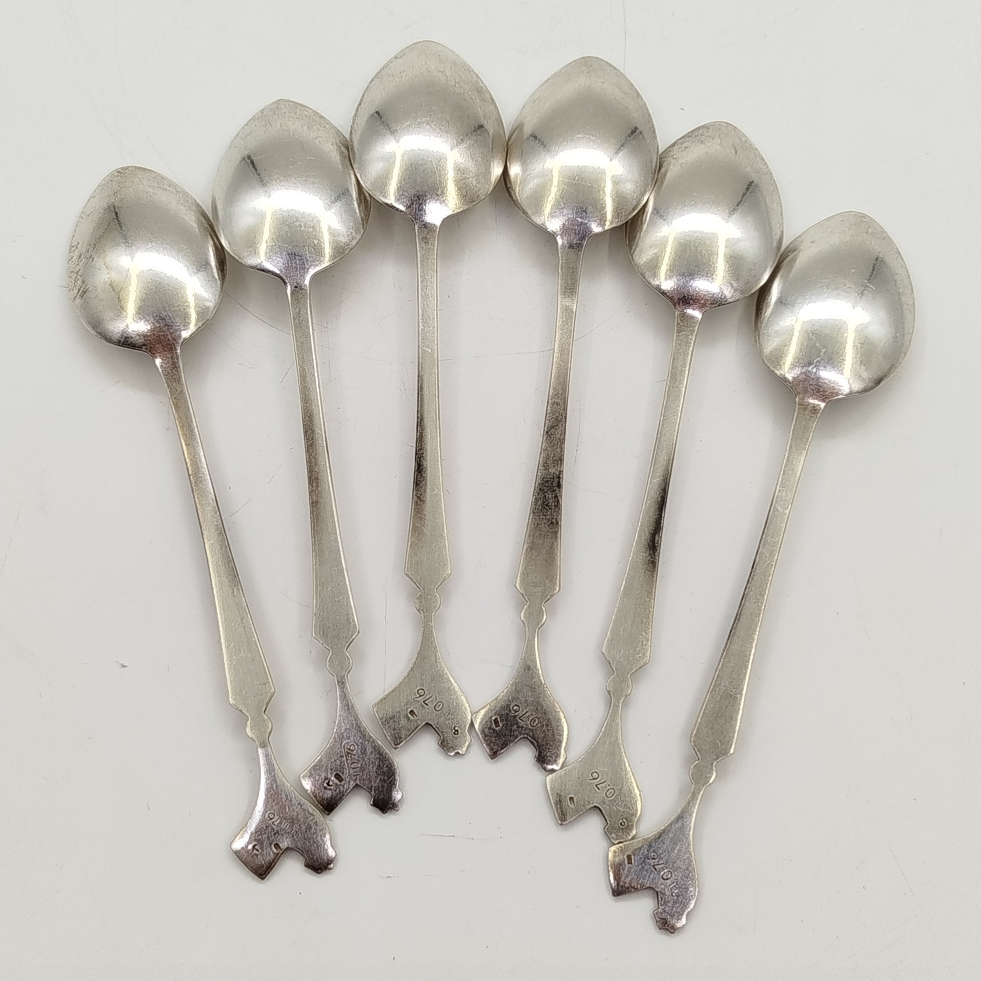 Набор из 6-ти кофейных ложек "Петушок", мельхиор (медь-никель), Красносельская ювелирная фабрика, СССР, 1960-1980 гг.