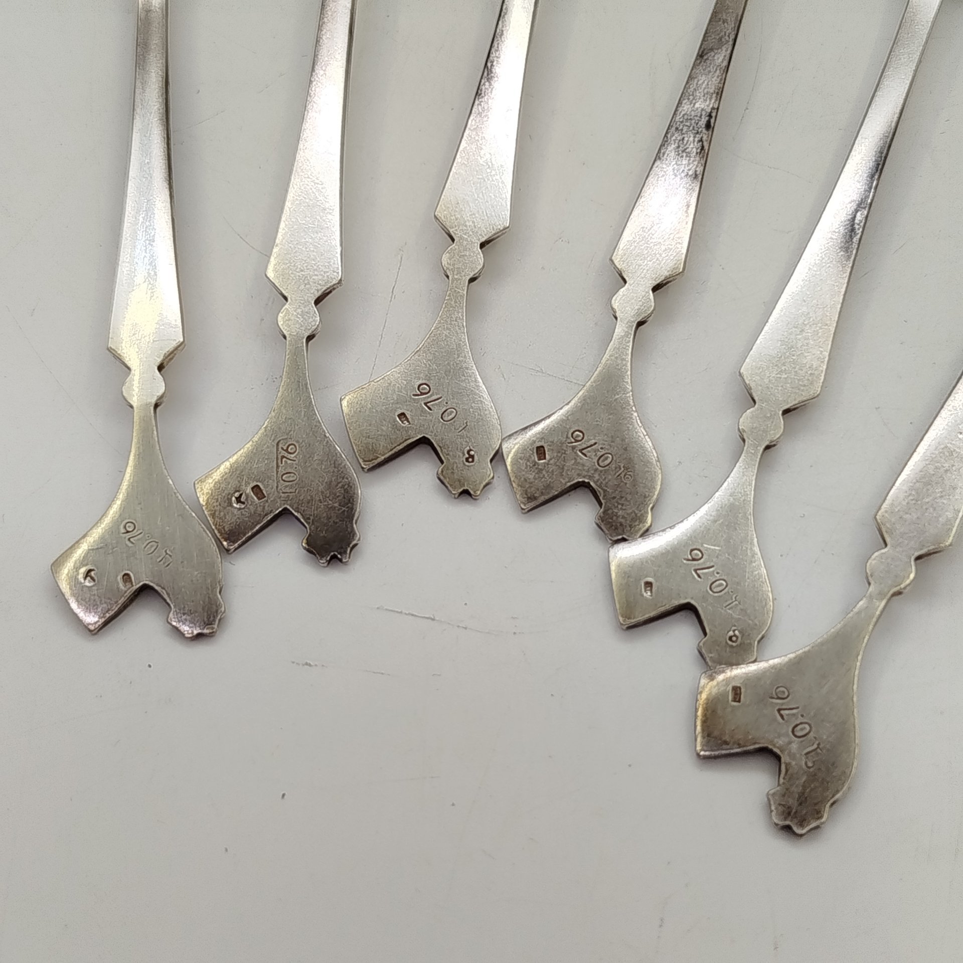 Набор из 6-ти кофейных ложек "Петушок", мельхиор (медь-никель), Красносельская ювелирная фабрика, СССР, 1960-1980 гг.