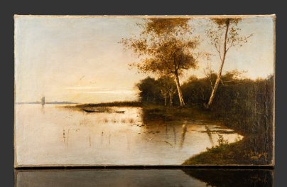 Картина "На берегу реки", художник Афанасий Маслов [экспертиза НИНЭ им. П.М. Третьякова, эксперт А.Б. Дергачева]