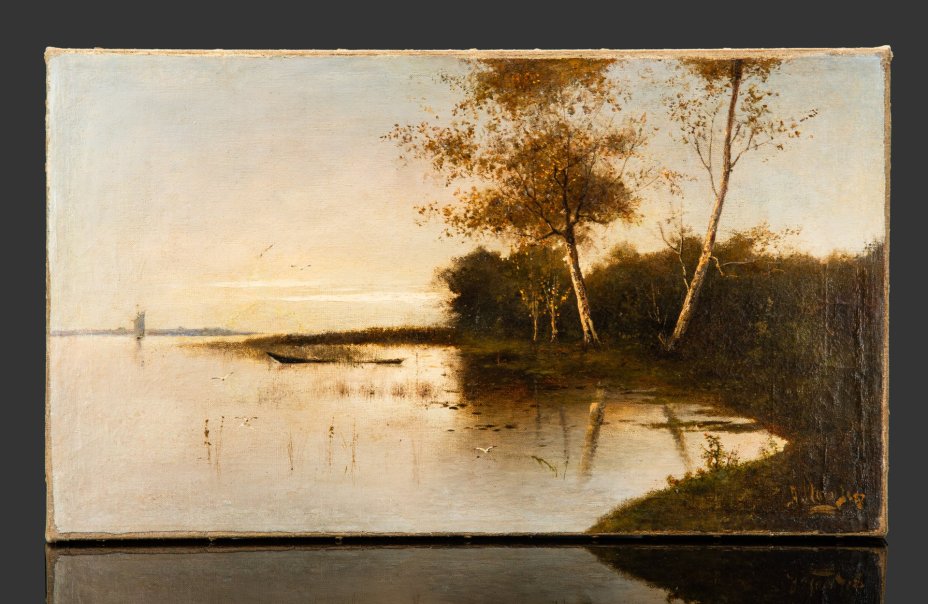 Картина "На берегу реки", художник Афанасий Маслов [экспертиза НИНЭ им. П.М. Третьякова, эксперт А.Б. Дергачева]
