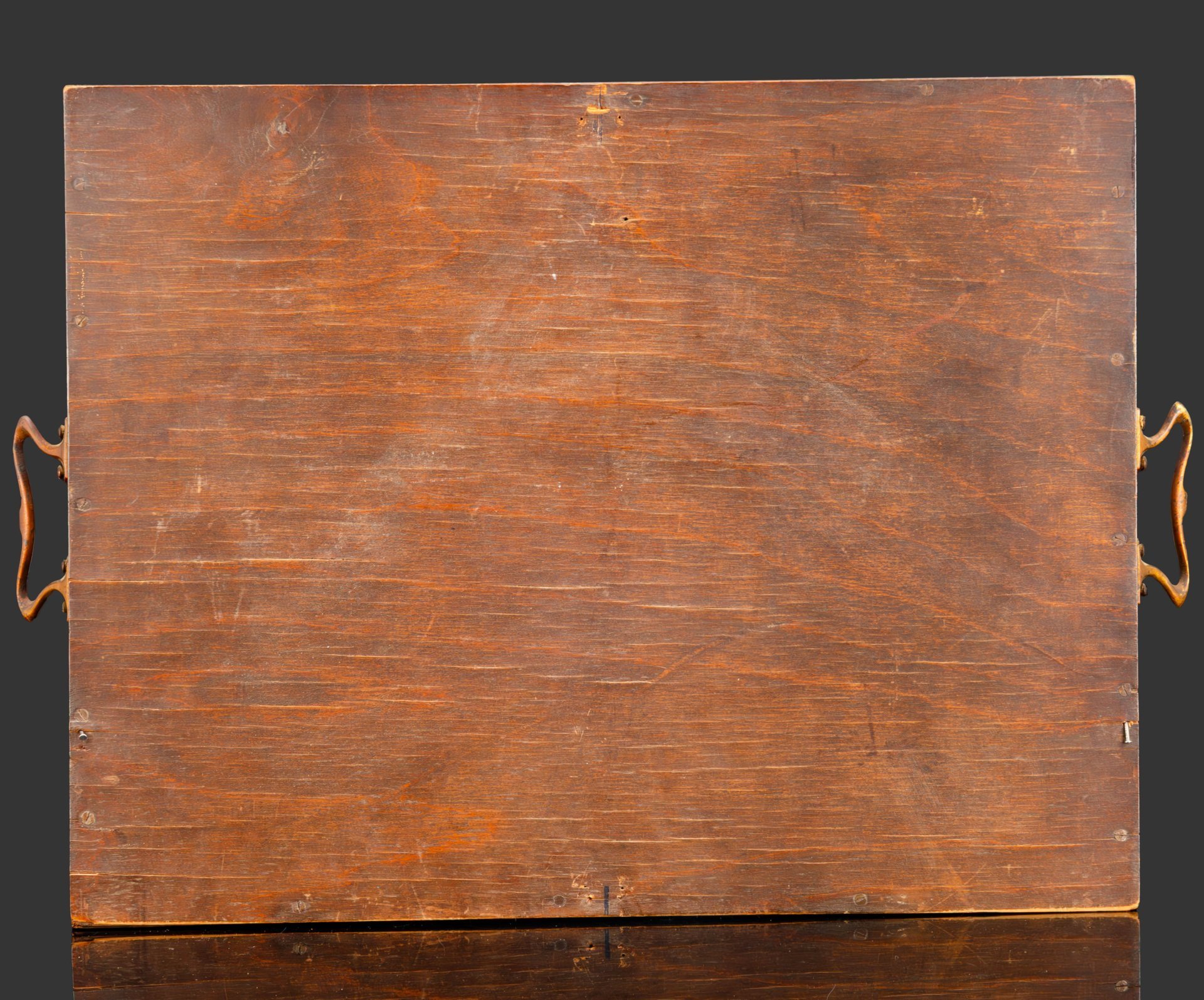 Поднос в стиле прованс, декорированный ручной вышивкой с изображением петухов, дерево, вышивка, пластик, металл, Европа, 1950-1960 гг.