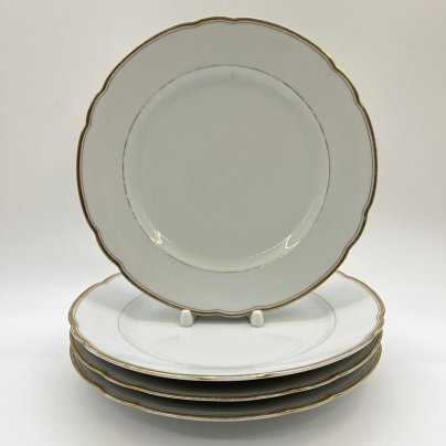 Набор обеденных тарелок на 4 персоны, фарфор, золочение, PMR Bavaria Jaeger & Co., Бавария, 1970-1990 гг.