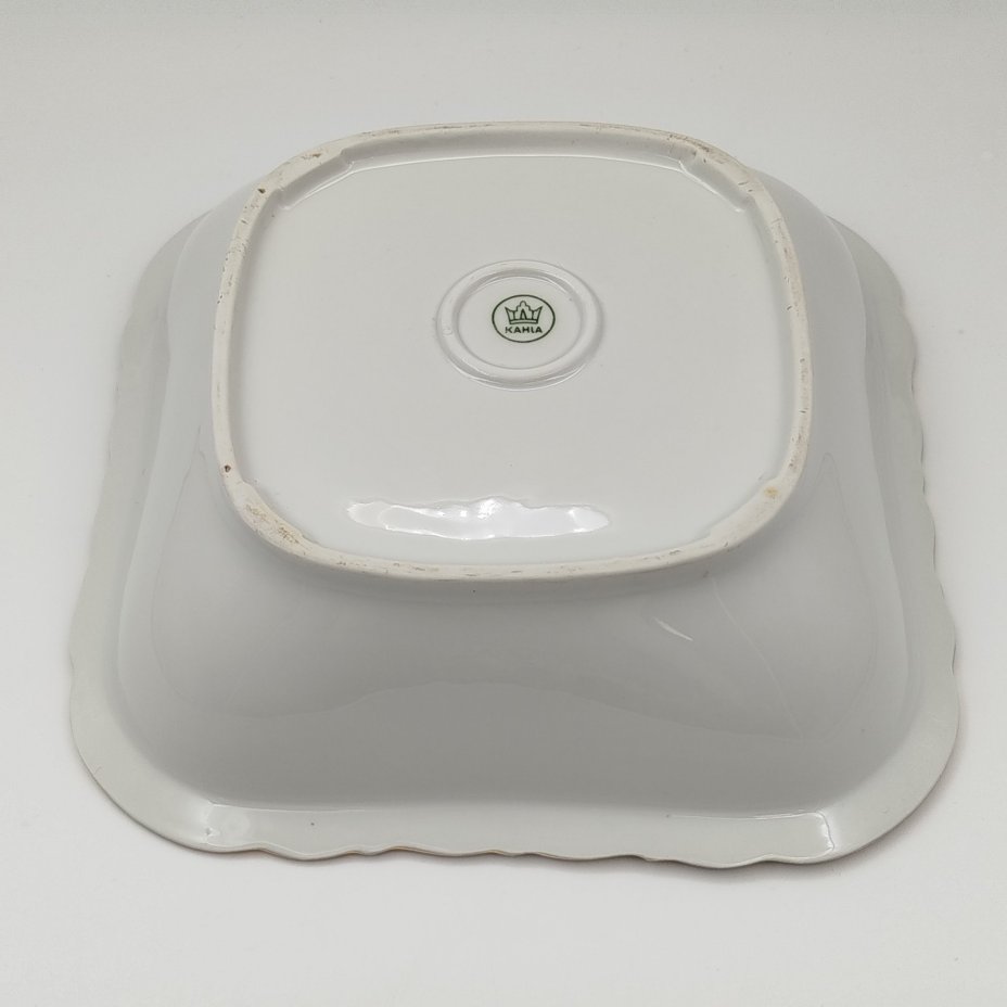 Салатник квадратной формы с декором в виде полевых цветов, фарфор, деколь, золочение, Kahla, ГДР, 1960-1990 гг.