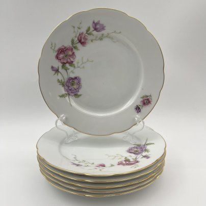 Набор из 6-ти десертных  тарелок с цветочным декором, "Gebrüder Benedikt", фарфор, деколь, золочение, Чехословакия, 1960-1990 гг.