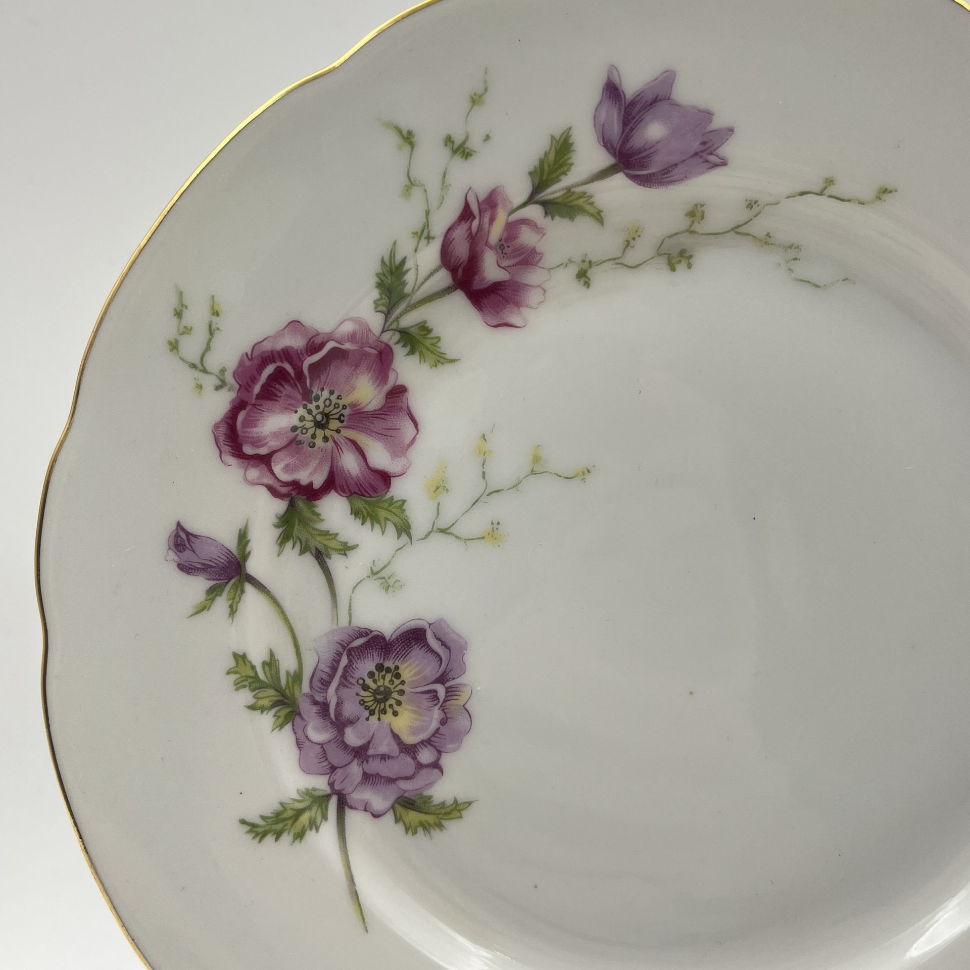 Набор из 6-ти десертных  тарелок с цветочным декором, "Gebrüder Benedikt", фарфор, деколь, золочение, Чехословакия, 1960-1990 гг.