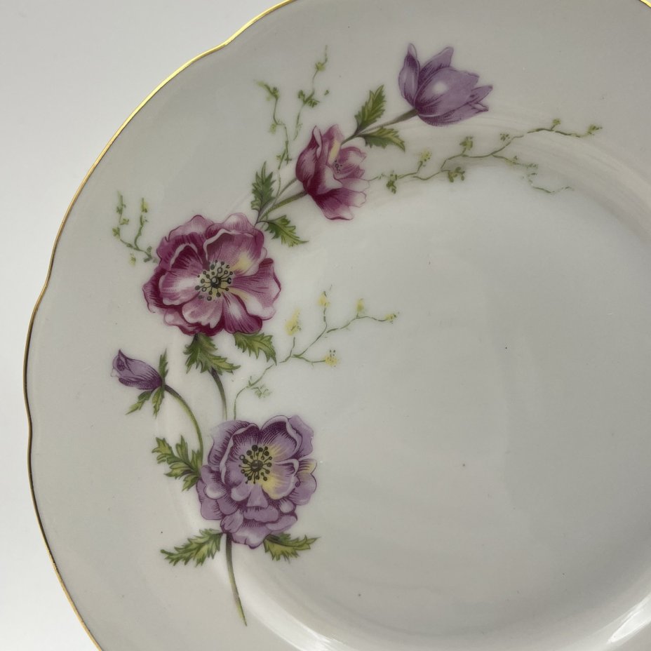 Набор из 6-ти десертных  тарелок с цветочным декором, "Gebrüder Benedikt"