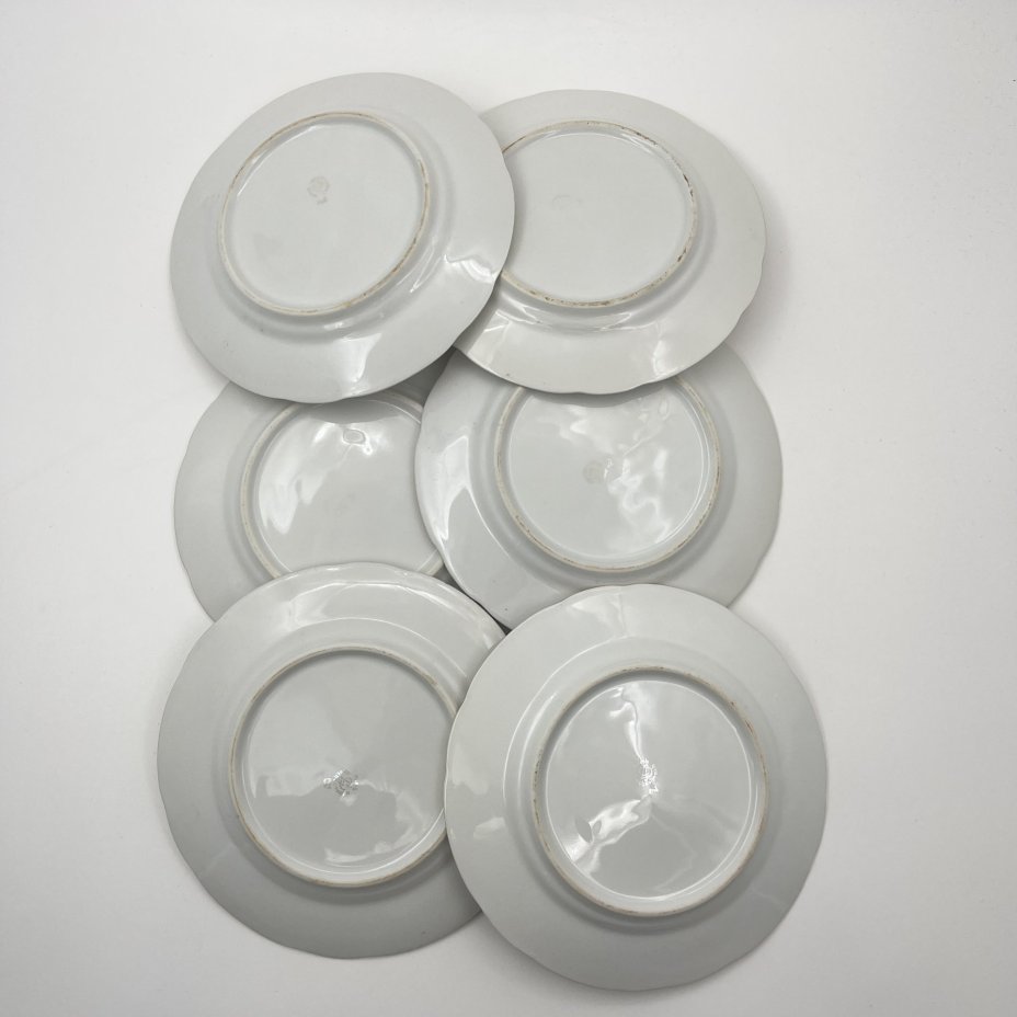 Набор из 6-ти десертных  тарелок с цветочным декором, "Gebrüder Benedikt"