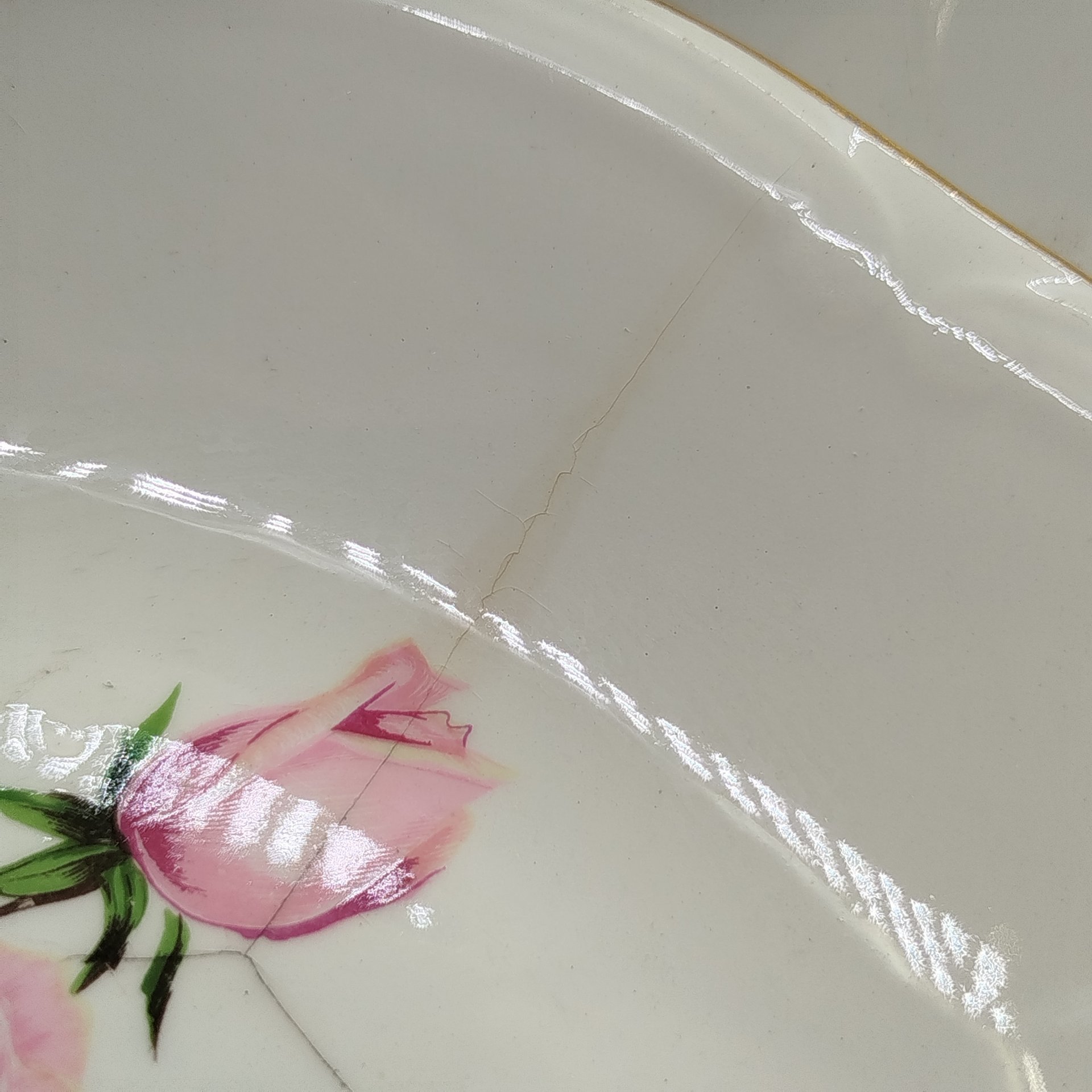 Набор из 6-ти тарелок "Роза" из сервиза "Chenonceaux", Gien, фаянс, деколь, золочение, Франция, 1950-1960 гг.