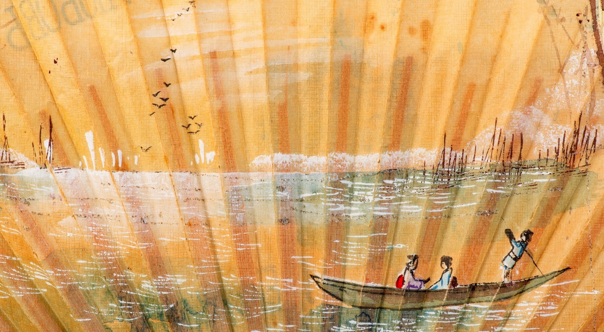 Веер-реклама "Духи и одеколон "Нежная любовь", т-во А. Ралле и Ко, бумага, акварель, роспись, печать, бамбук, металл, Российская империя, 1890-1900 гг.