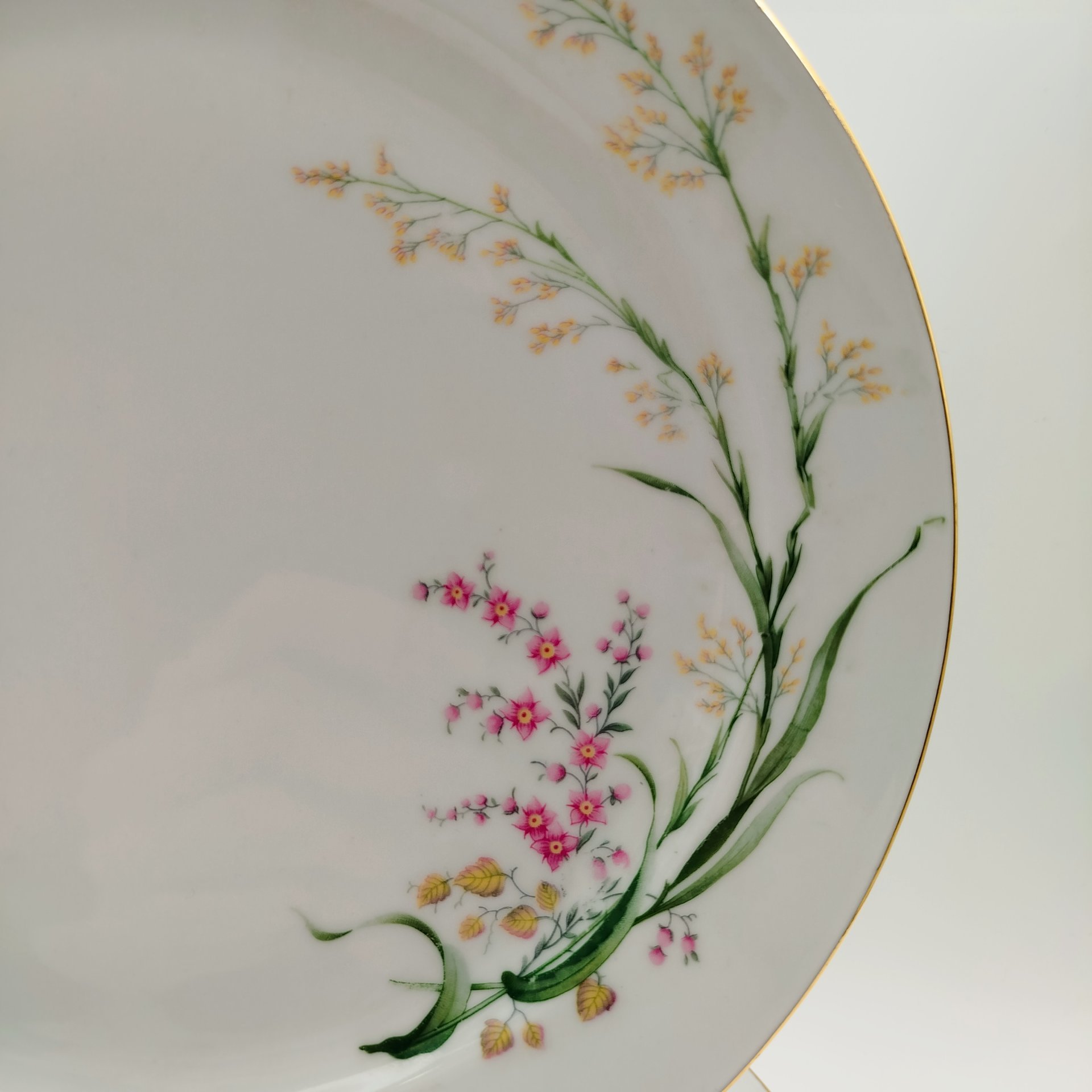 Набор обеденных тарелок с цветочным декором на 6 персон, фарфор, деколь, золочение, Bareuther & Co., Bavaria, Германия, 1931-1945 гг.