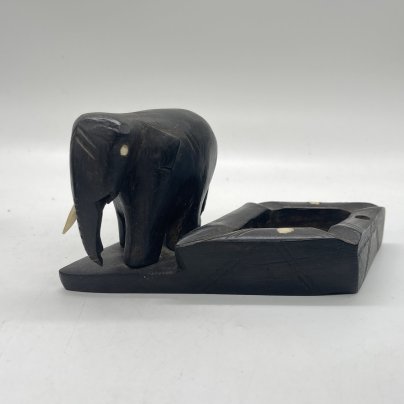 Пепельница "Слон", дерево, кость, резьба, инкрустация, Африка, 1980-2000 гг.