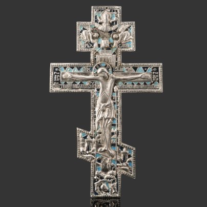 Крест напрестольный "Распятие Христово", металл, литьё, эмали, Россия, 1980-2000 гг.