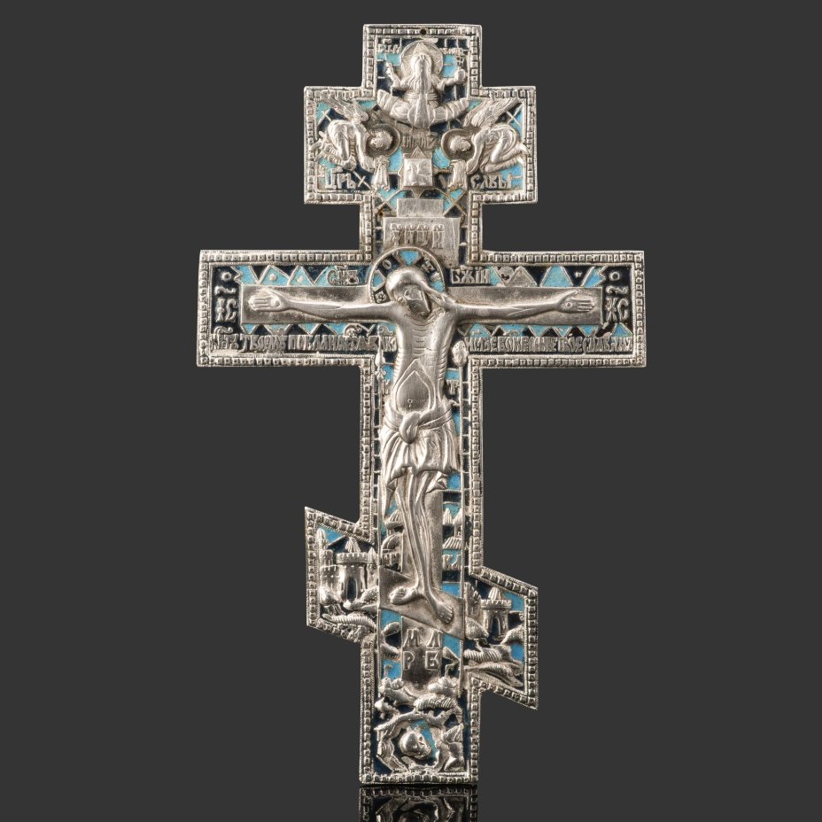 Крест напрестольный "Распятие Христово", металл, литьё, эмали, Россия, 1980-2000 гг.