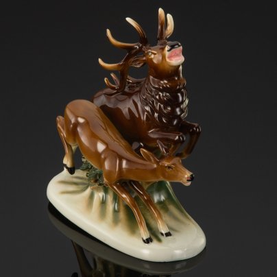 Статуэтка "Олени", фаянс, аэрография, глазурь, Hertwig & Co., Германия, 1958-1990 гг.