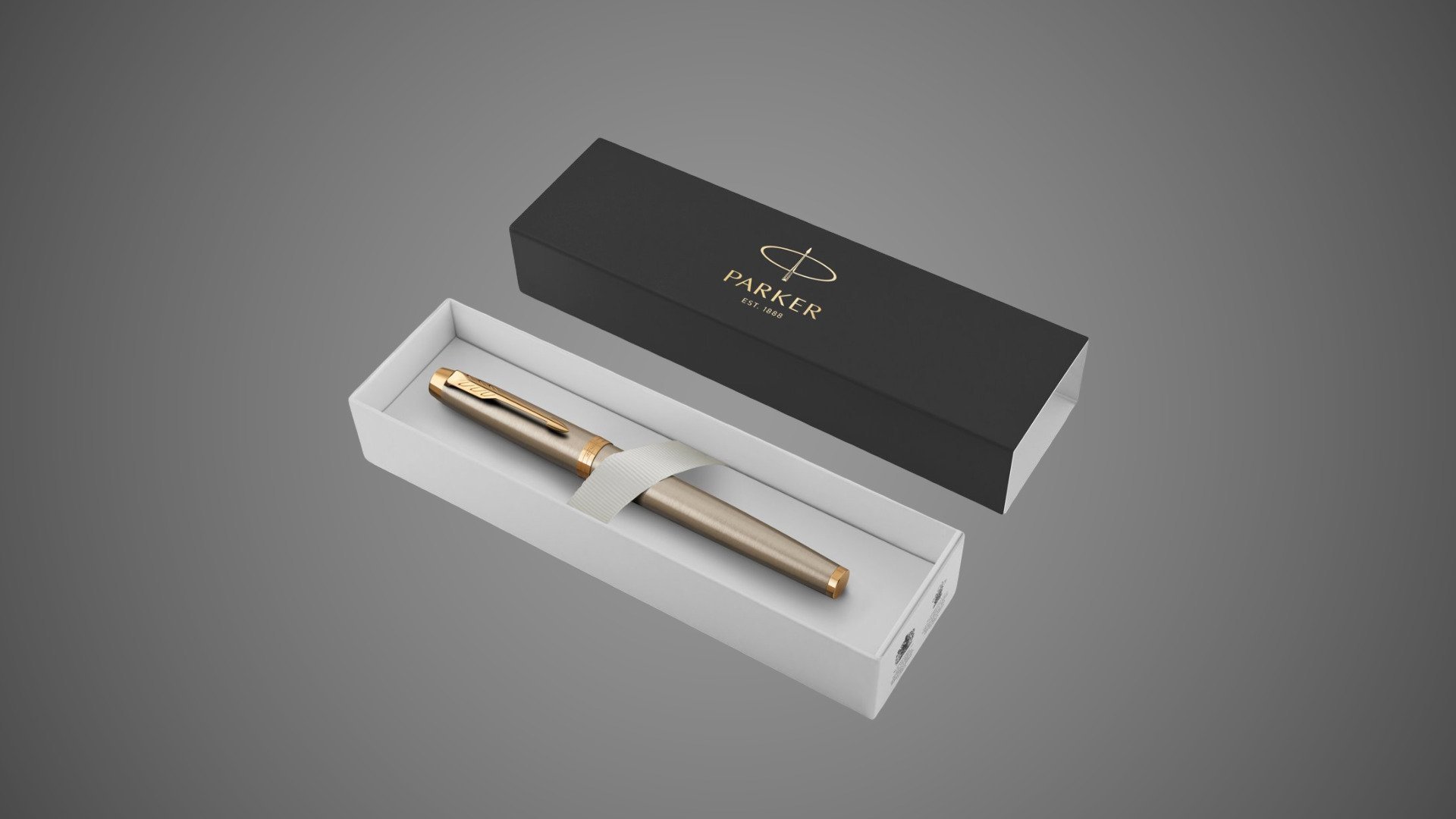 Перьевая ручка Parker IM Metal Brushed Metal GT, перо: F, цвет чернил: blue, в подарочной упаковке., Драгметаллы: позолота, сталь