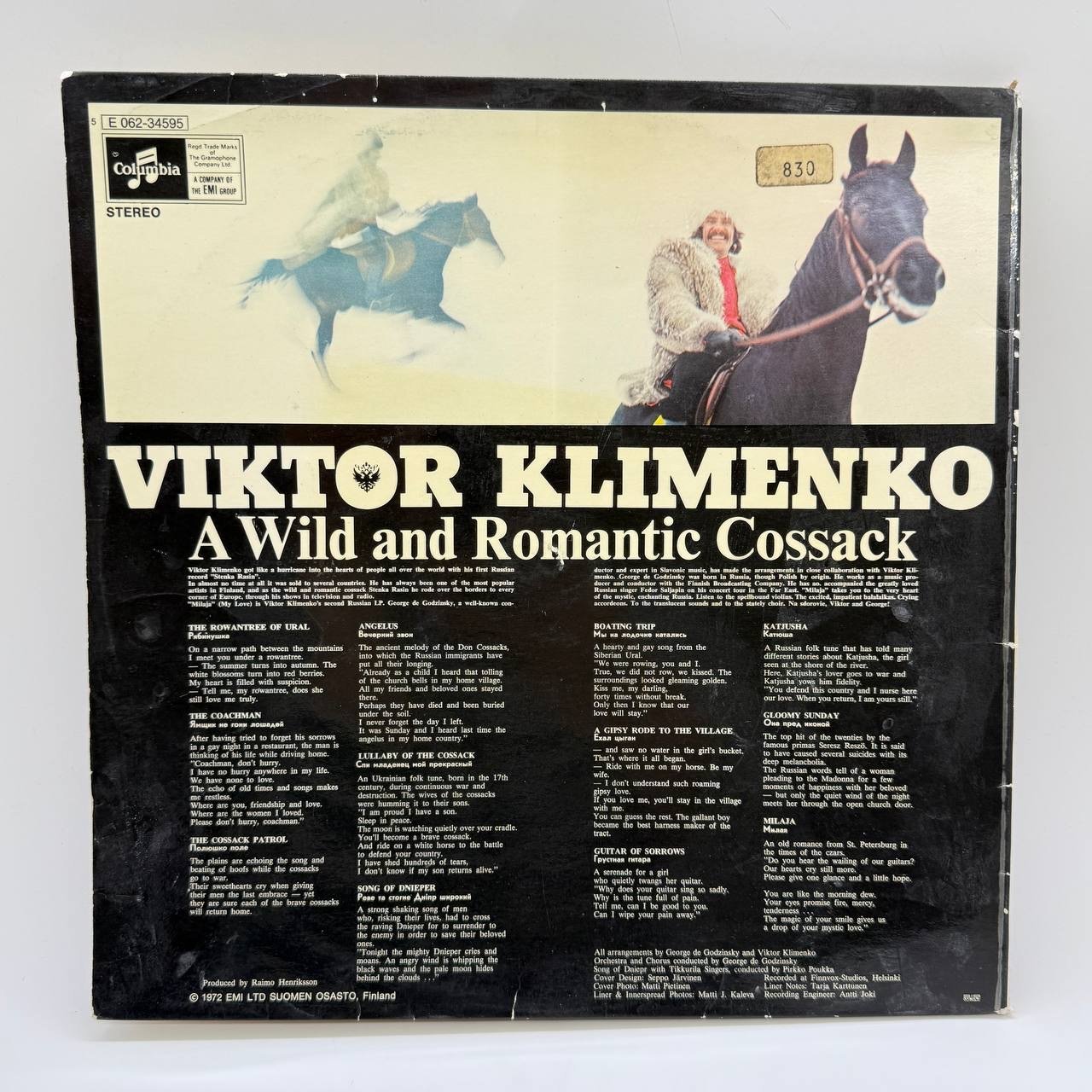 Грампластинка "Viktor Klimenko – Milaja", LP, EX (exellent), Columbia, композитный материал, картон, Финляндия, 1972 г.