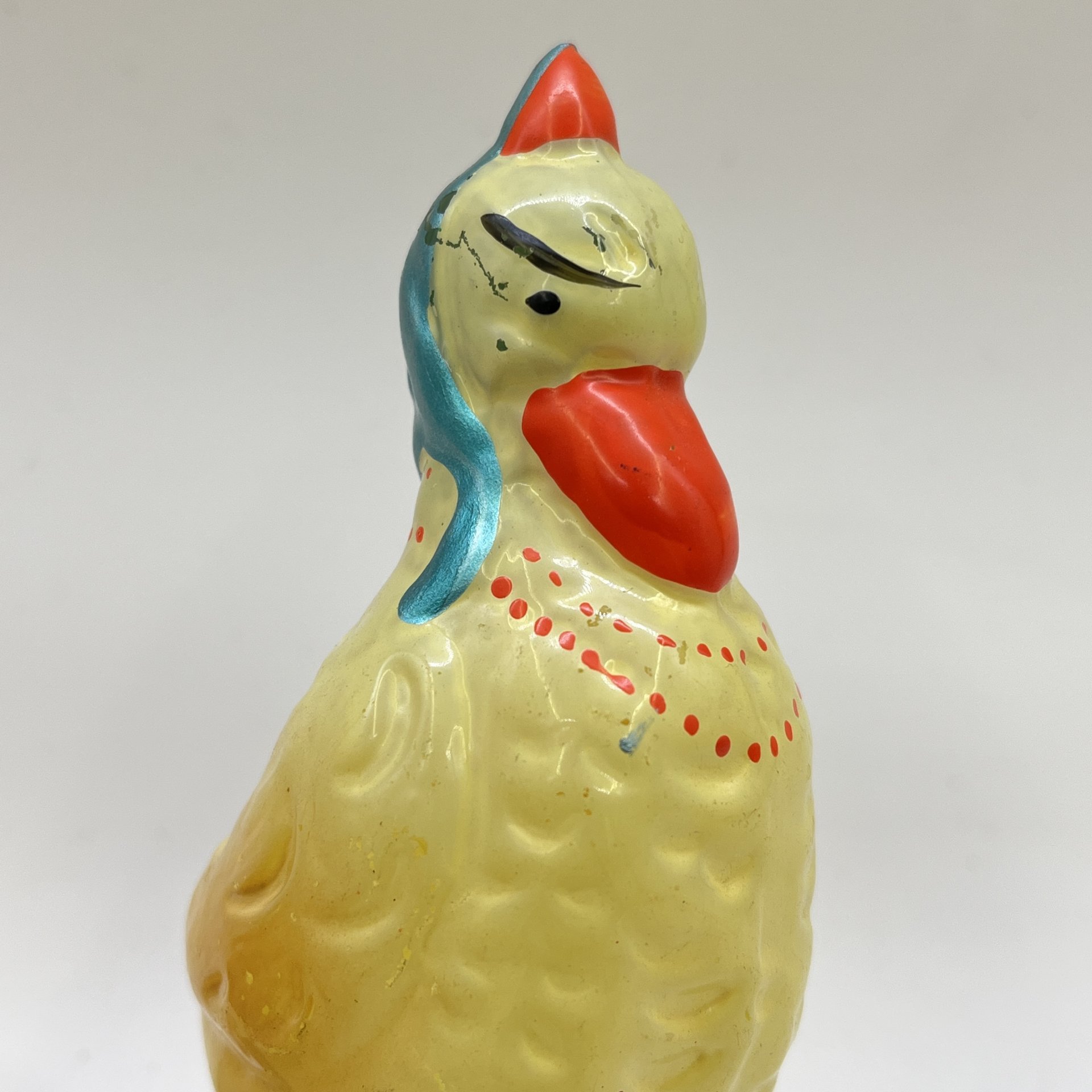 Игрушка елочная на прищепке "Утка в платочке", стекло, роспись, металл, Завод стеклянных ёлочных украшений и оптических изделий, г. Москва, СССР, 1950-1960 гг.