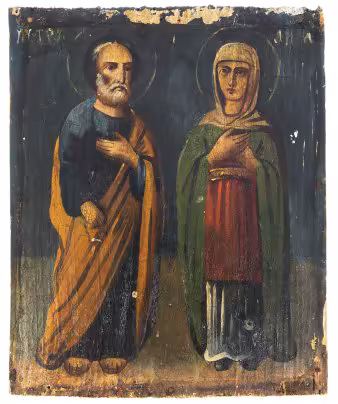 Икона "Апостол Пётр и Анна Пророчица", дерево, масло, Российская Империя, 1880-1900 гг.