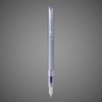 Перьевая ручка Parker Vector XL Silver Blue CT, цвет чернил blue, перо: F/M, в подарочной упаковке., Лаки и смолы: лак, нержавеющая сталь, пластик, хром