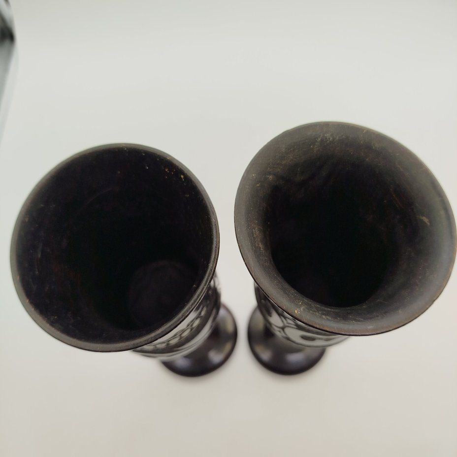 Парные вазы в виде кубков, дерево, резьба, СССР, 1980-1990 гг.