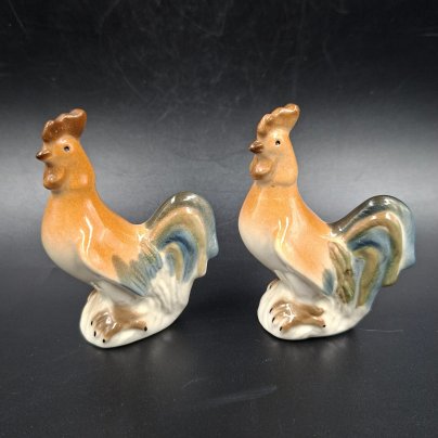 Статуэтки парные "Петухи", фарфор, роспись, Ленинградский фарфоровый завод (ЛФЗ), СССР, 1989-2001 гг.
