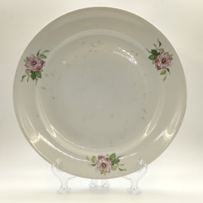 Большое сервировочное блюдо круглой формы с цветочным декором, фарфор, деколь, Дулевский фарфоровый завод (Дулёво), СССР, 1960 г.