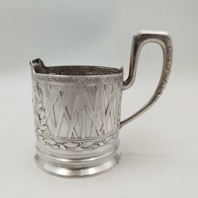 Подстаканник "Сталинская высотка МГУ", мНЦ (медь-никель-цинк), Артель «Московский ювелир», СССР, 1960 г., Артель «Московский ювелир»