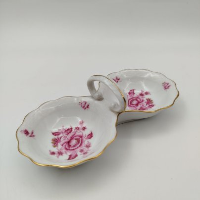 Солонка двухсекционная, выполненная в фирменном дизайне "Chinese Bouquet/Apponyi Purpur", Herend (Херенд)