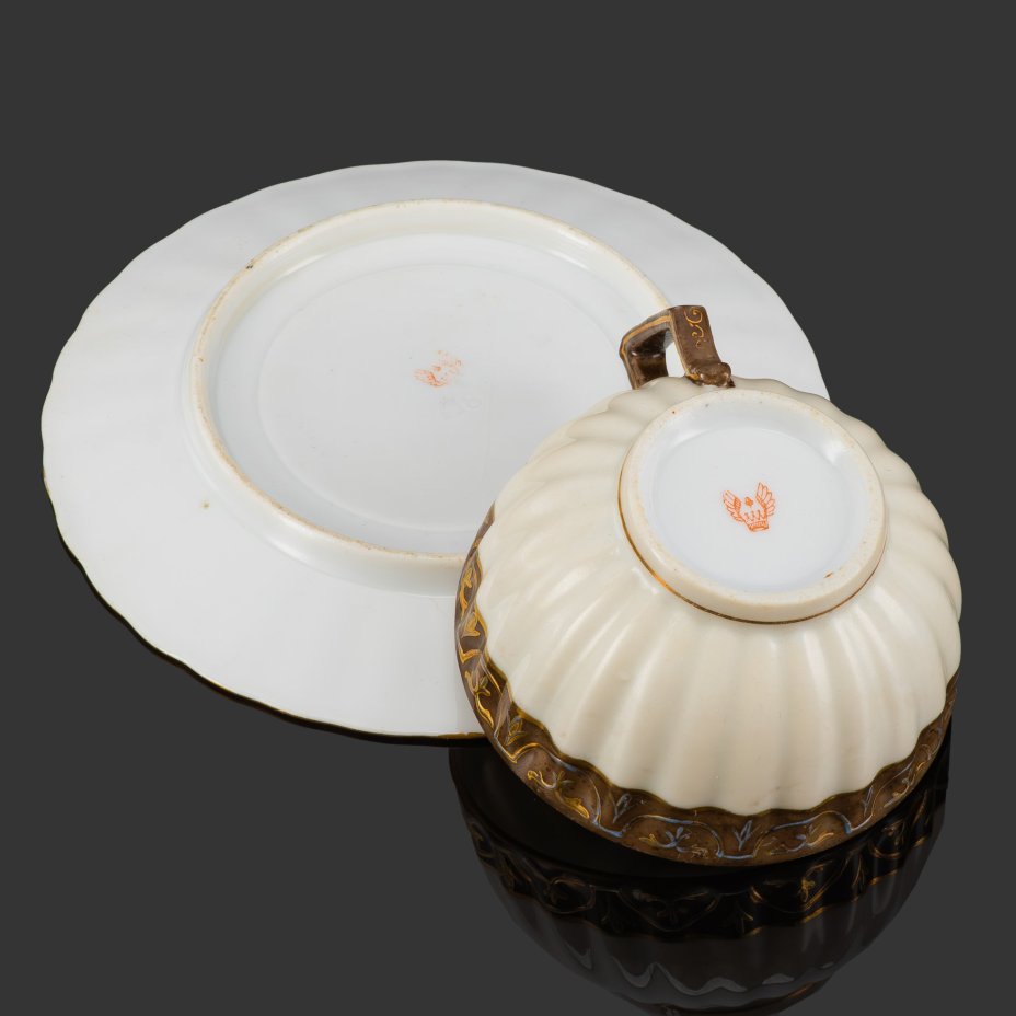 Пара чайная, украшенная орнаментальным декором, Carl Friedrich Boseck & Co.