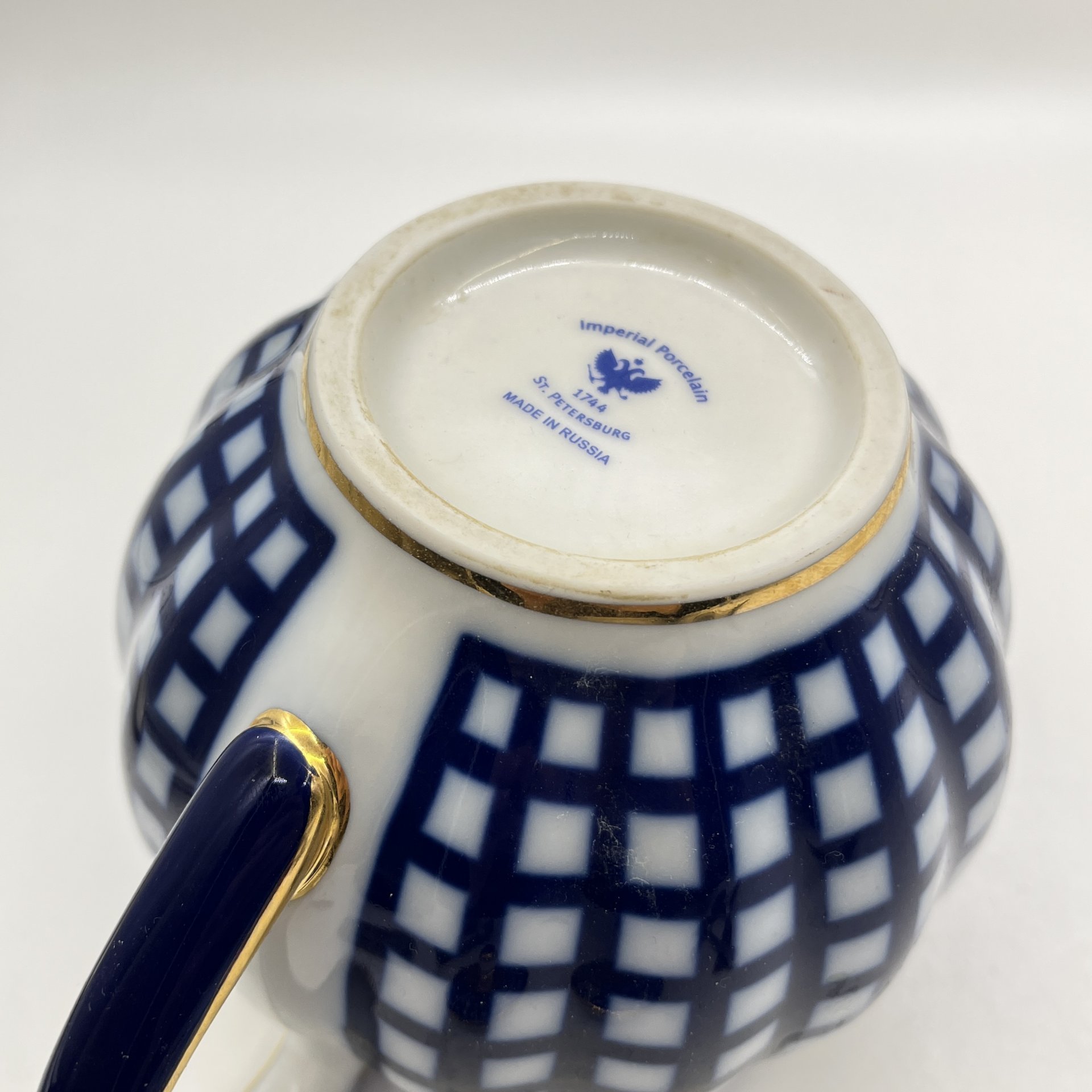 Чайник заварочный с декором кобальтовая сетка, форма "Тюльпан"