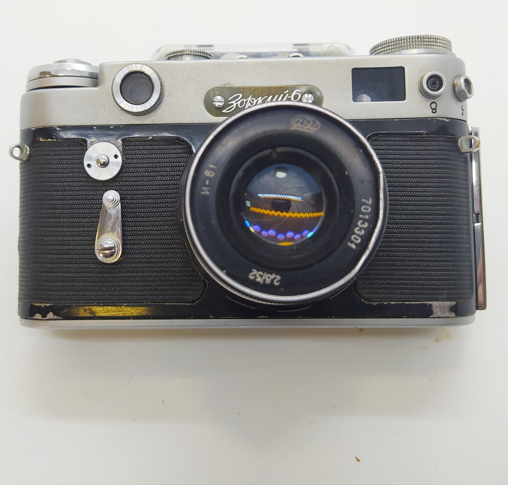 Фотоаппарат плёночный "Зоркий-6" с объективом "Индустар-61" (без кофра), металл, стекло, пластик, Красногорский механический завод (КМЗ)