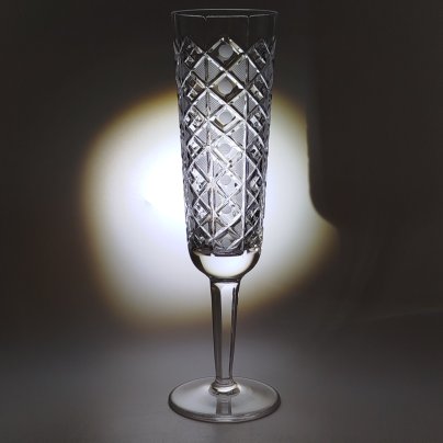 Фужер с рельефным геометрическим декором, хрусталь, алмазная грань, матирование, СССР, 1970-1990 гг.