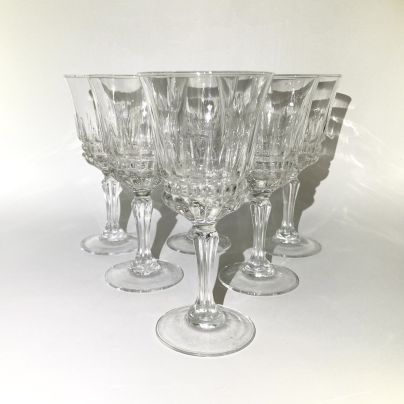 Набор из 6-ти бокалов (фужеров) для крепких напитков с резным декором, стекло, Западная Европа, 1990-2010 гг.