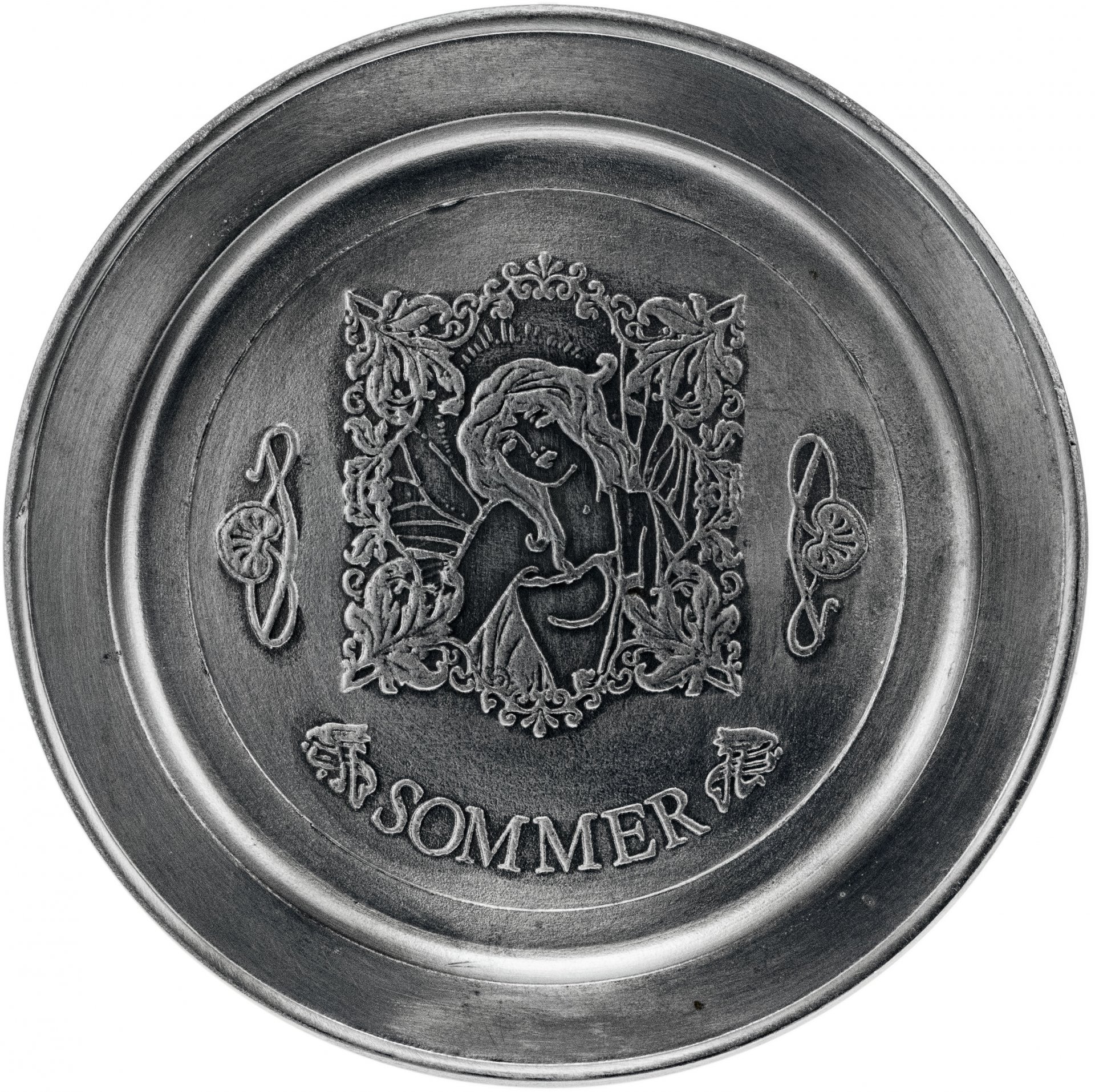 Тарелка настенная декоративная "Лето", олово, Германия, 1970-1990 гг.