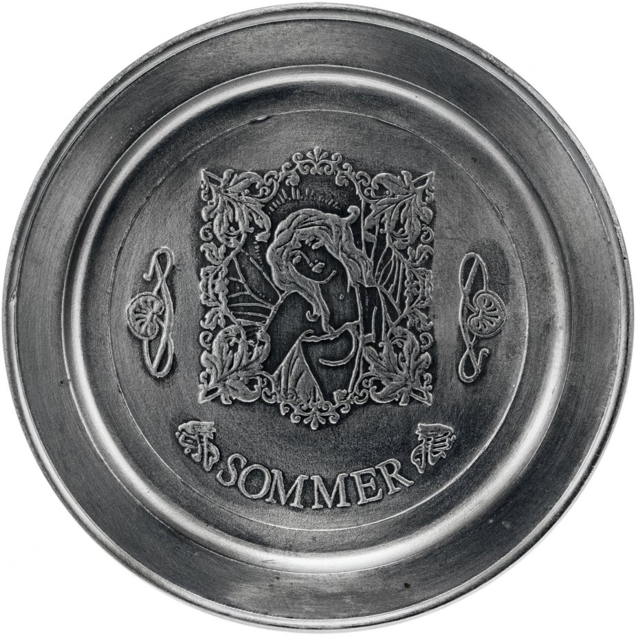 Тарелка настенная декоративная "Лето", олово, Германия, 1970-1990 гг.